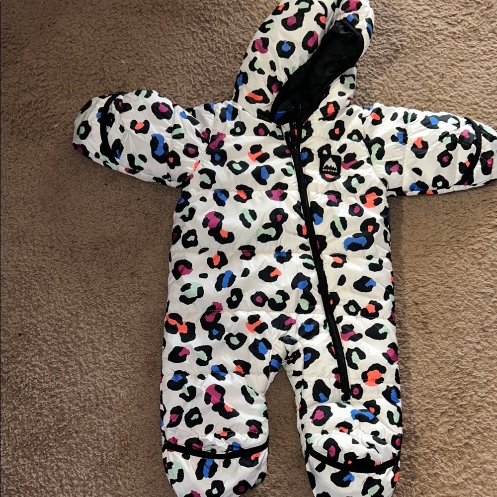 Burton White Multicolor Leopard-Print Hooded Baby Footie